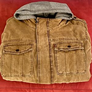 Big & Tall Levi's Washed Cotton Sherpa-Lined Hooded Field Coat 2XLT Light Brown